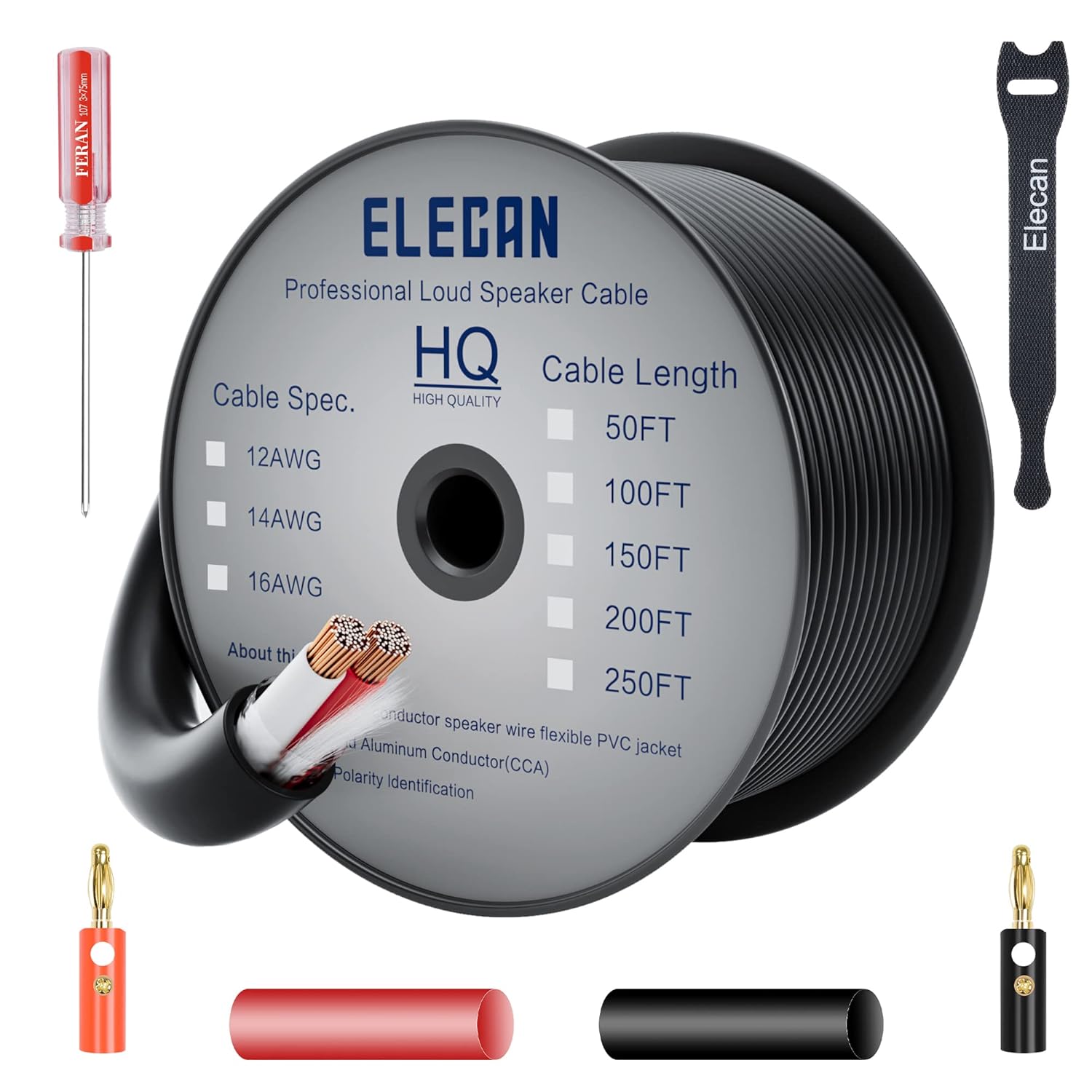 Elecan Pro Series 12 Gauge Outdoor Speaker Wire Cable 100 Ft