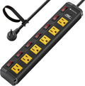 CRST 6 Outlet Metal Heavy Duty Power Strip with Individual Switches