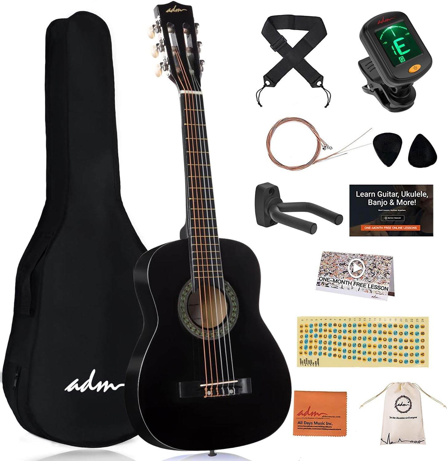 ADM Beginner Acoustic Classical Guitar Bundle Kit for Kids