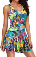 One Piece Swimdress Tummy Control Swimsuit - Modest Vintage Skirt