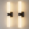 Black Wall Sconces Set of Two - Modern Frosted Glass Bathroom Lights