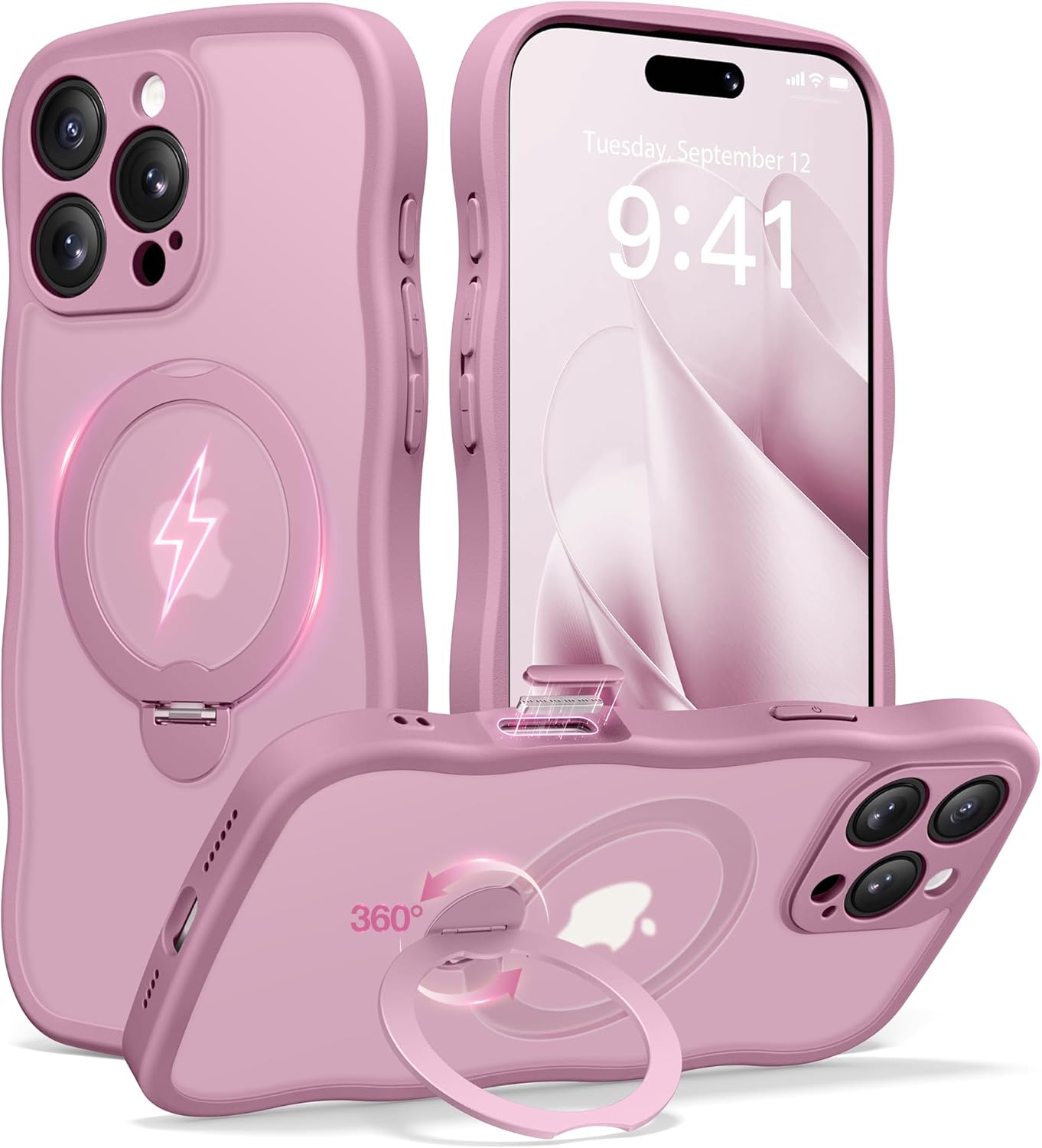 CAPRARO iPhone 16 Pro Case with 360 Spin Magnetic Stand