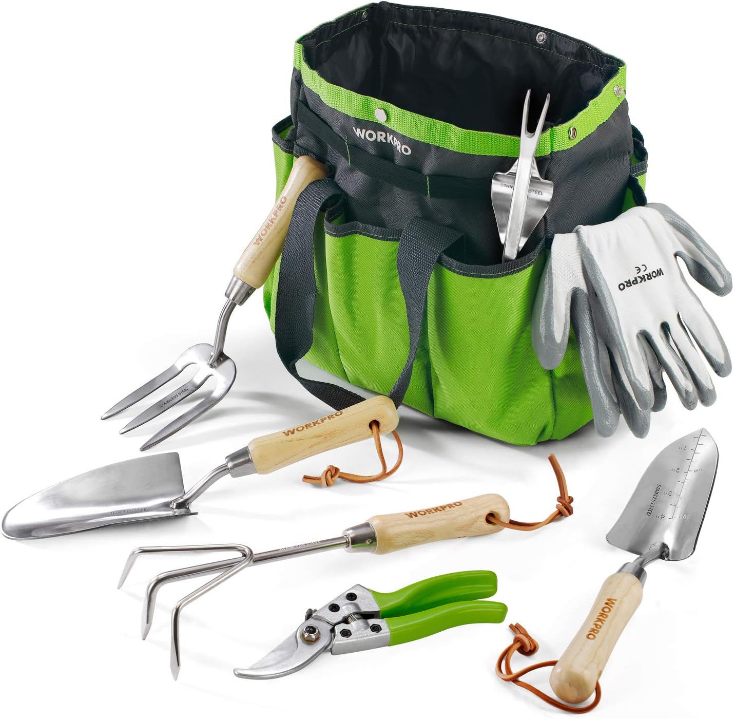 WORKPRO Garden Tools Set: 8 Piece Heavy Duty Stainless Steel Kit