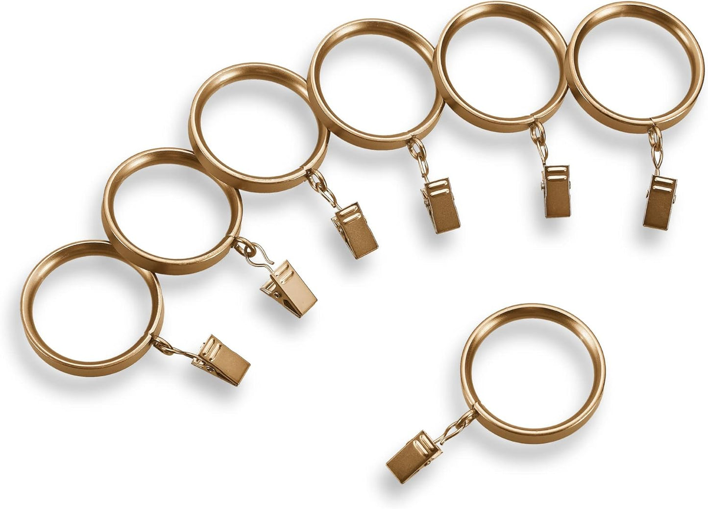 Set of 14 Premium Flat Steel Curtain Rings - Warm Gold