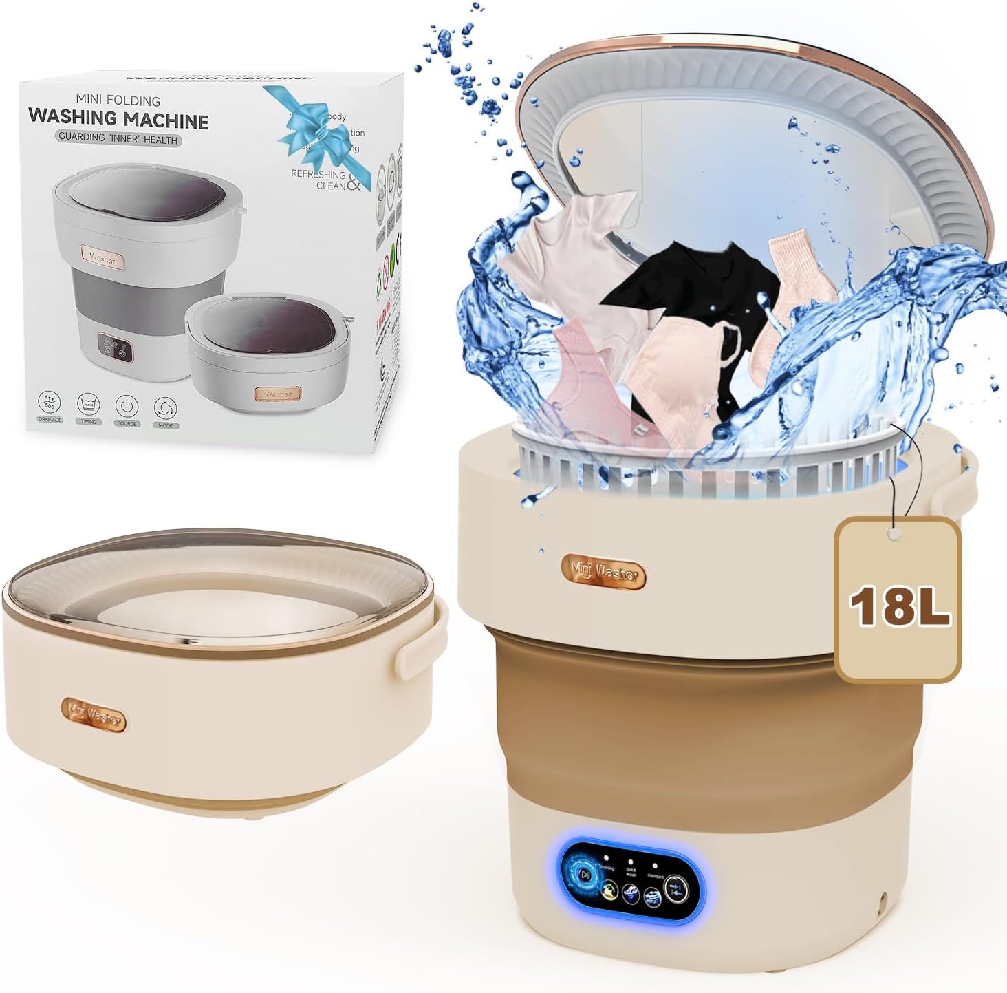 Mini Portable Washer & Dryer Set - Convenient Laundry Solution for Baby Clothes and Underwear