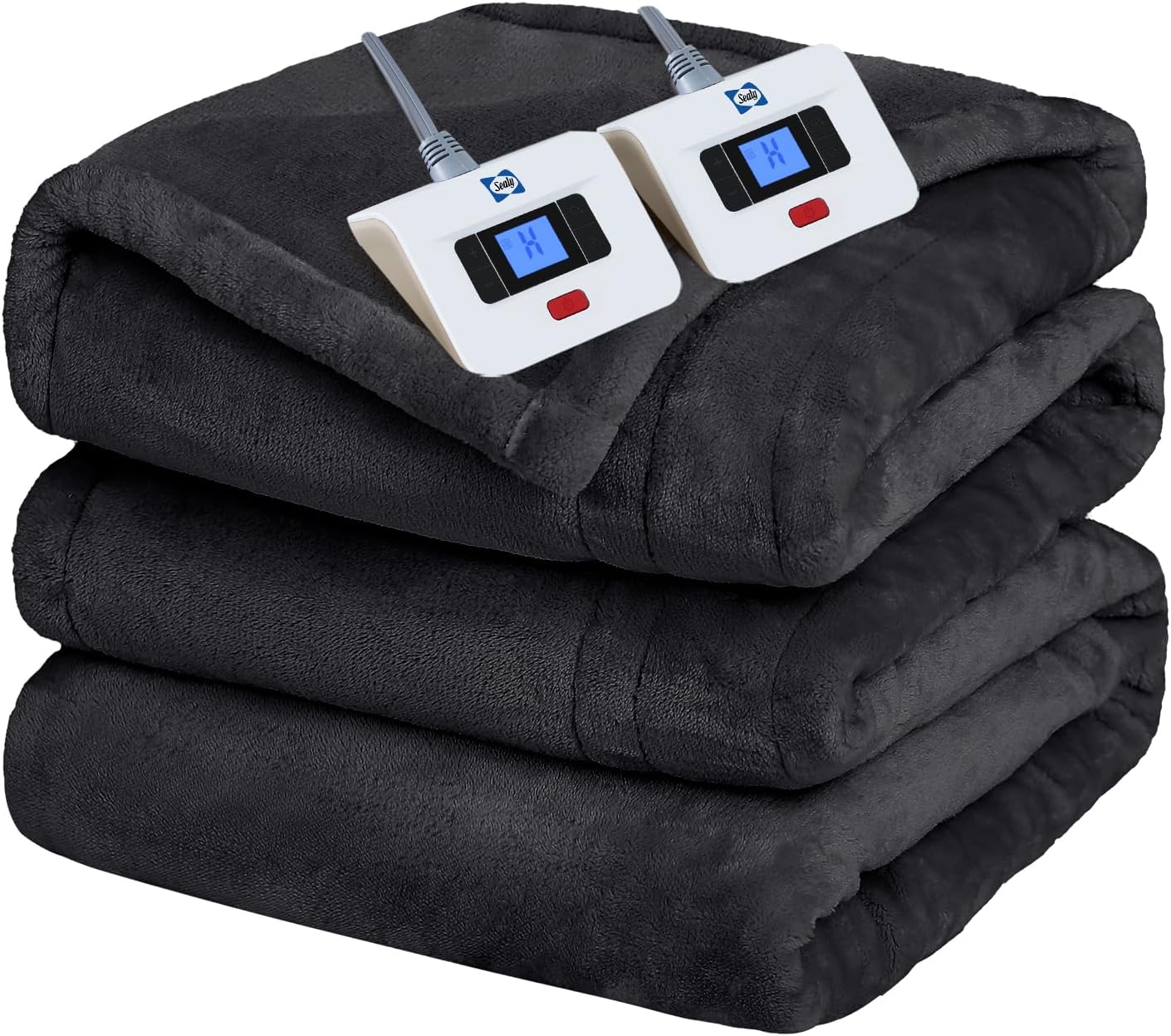 Heated Flannel Blanket King Size with Dual Controllers & 10 Settings