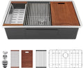 Undermount Kitchen Sink 33 in x 19 in Single Bowl - Workstation Design