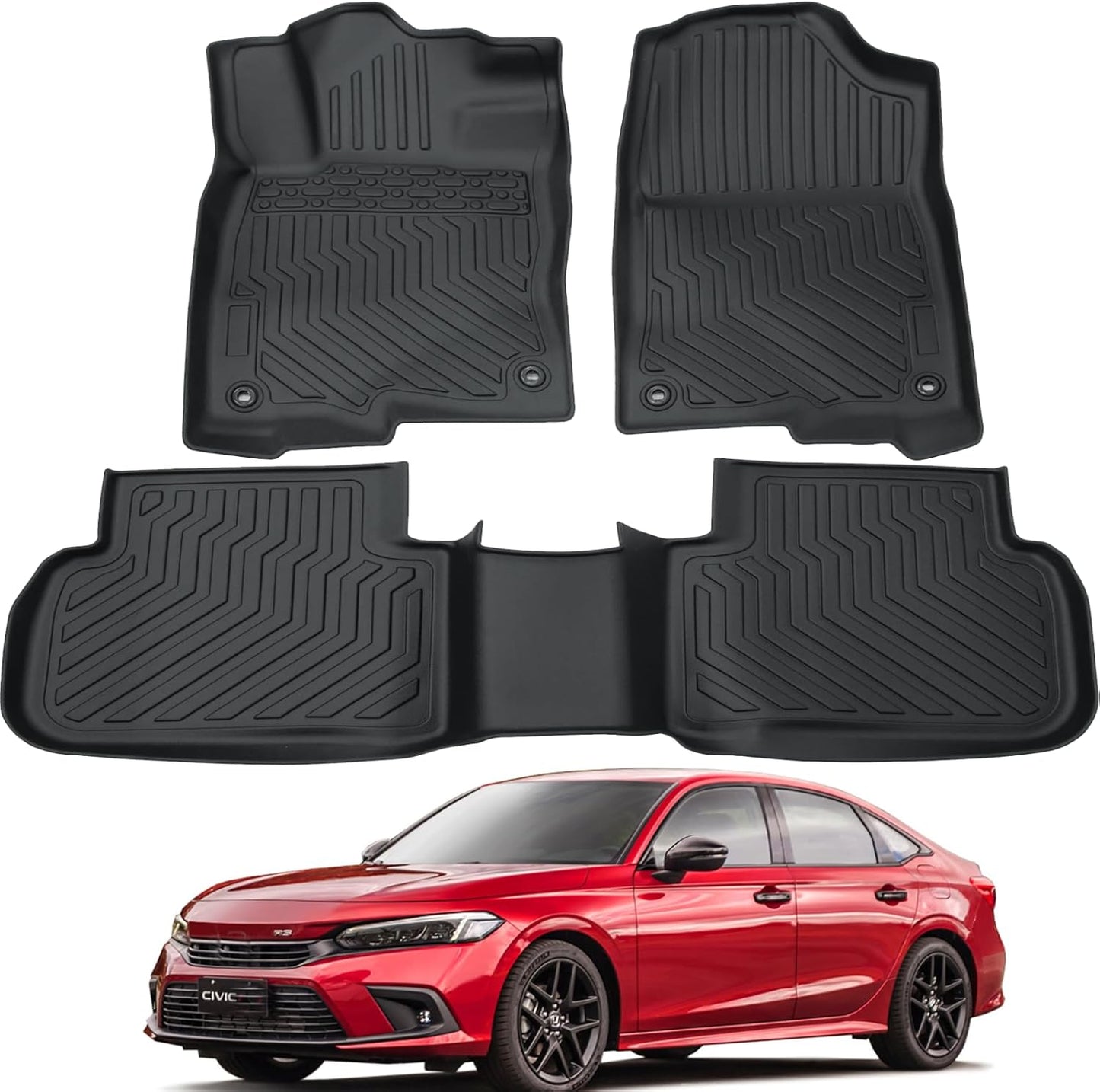 All Weather Rubber Car Floor Mats for 2022-2023 Honda Civic