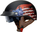 VCAN Cruiser Half Face Motorcycle Helmet with Drop-Down Sun Visor Top