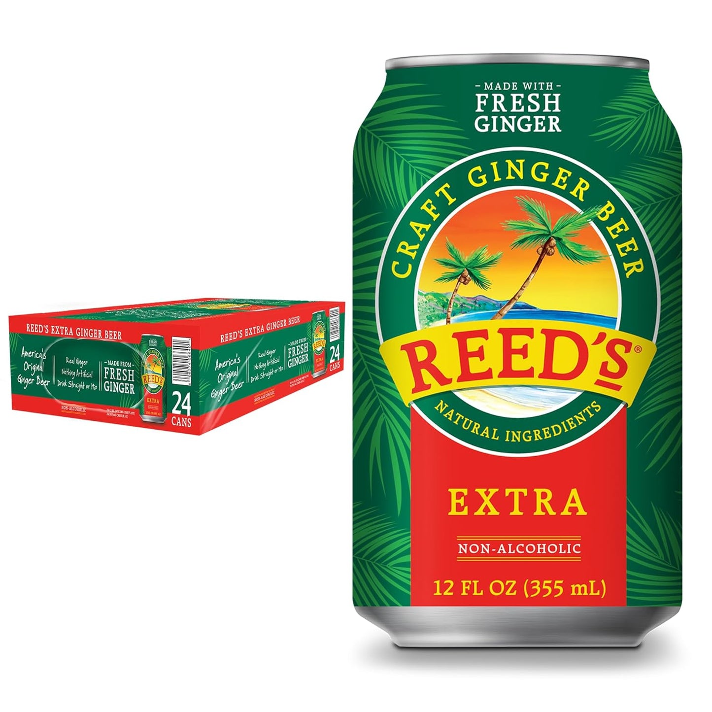 Reed's Extra Ginger Beer - Crafted with Fresh Ginger Root
