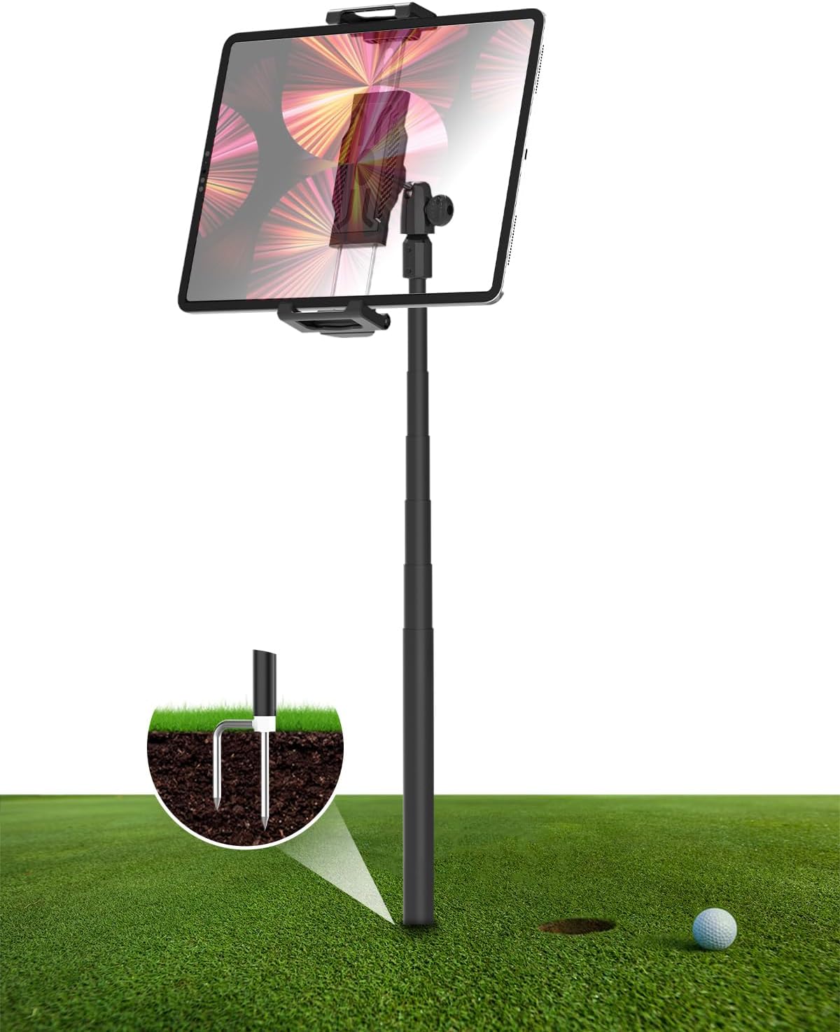 Golf Monopod Tablet Stand with Ground Spike for Outdoor Use