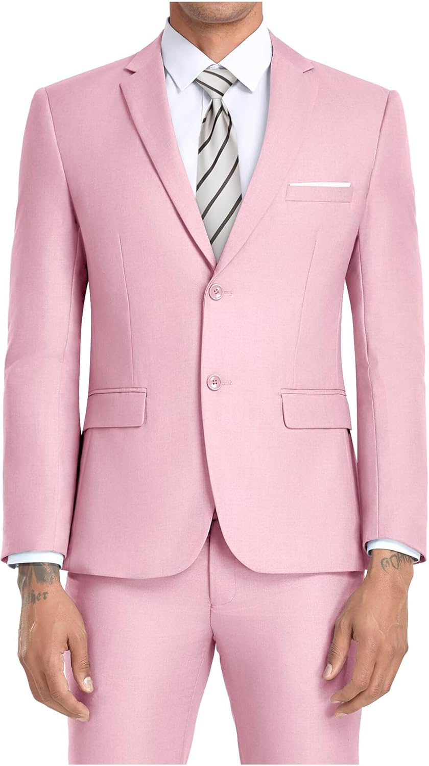 JPF Men's 2 Piece Slim Fit Suit Set with Tie for Every Occasion