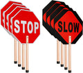 Stop Slow Handheld Sign 4 Pcs - Reflective 13x13 Octagon Signs