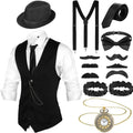 1920s Mens Costume Roaring Outfit with Vest Hat Pocket Watch old