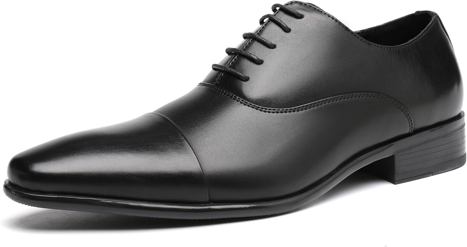 DECARSDZ Mens Faux Patent Leather Oxford Tuxedo Dress Shoes