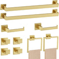 10-Piece Brushed Gold Bathroom Hardware Set - Elegant Storage Upgrade