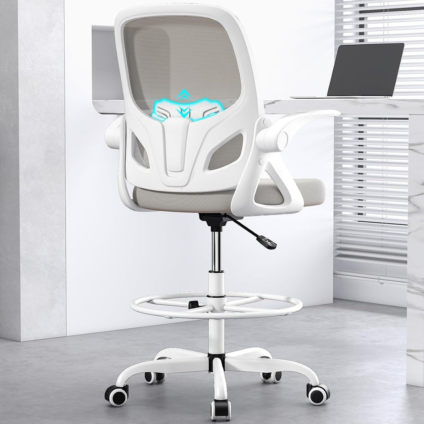 Ergonomic Tall Drafting Chair with Footrest for Home and Office