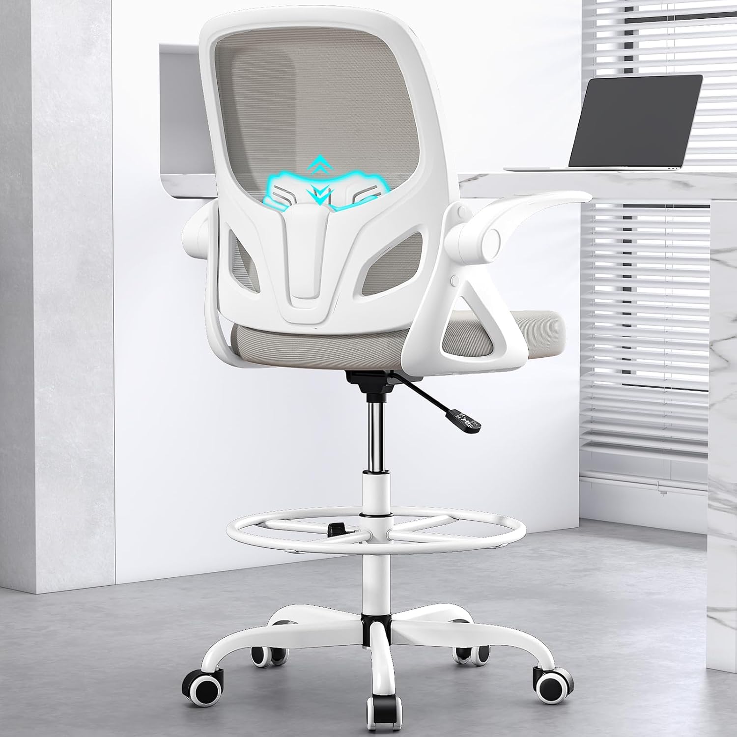 Ergonomic Tall Drafting Chair with Footrest for Home and Office