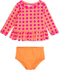 Baby/Toddler Girls Scalloped Long Sleeve Rash Guard 2-Piece UPF50