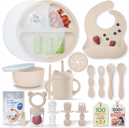Remonda 23-Piece BPA-Free Silicone Baby Feeding Set for Self Feeding