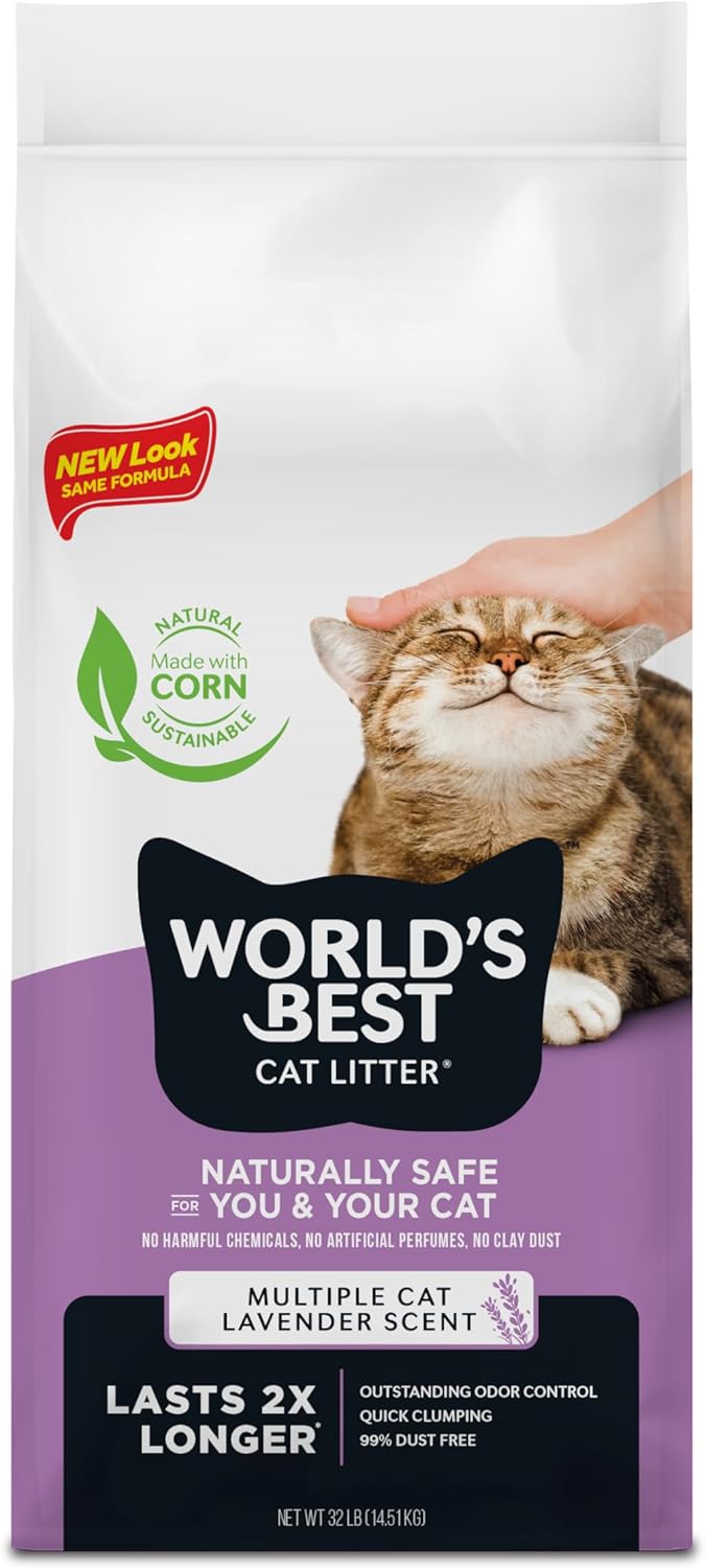 World's Best Lavender Scented Cat Litter - Superior Clumping & Odor Control