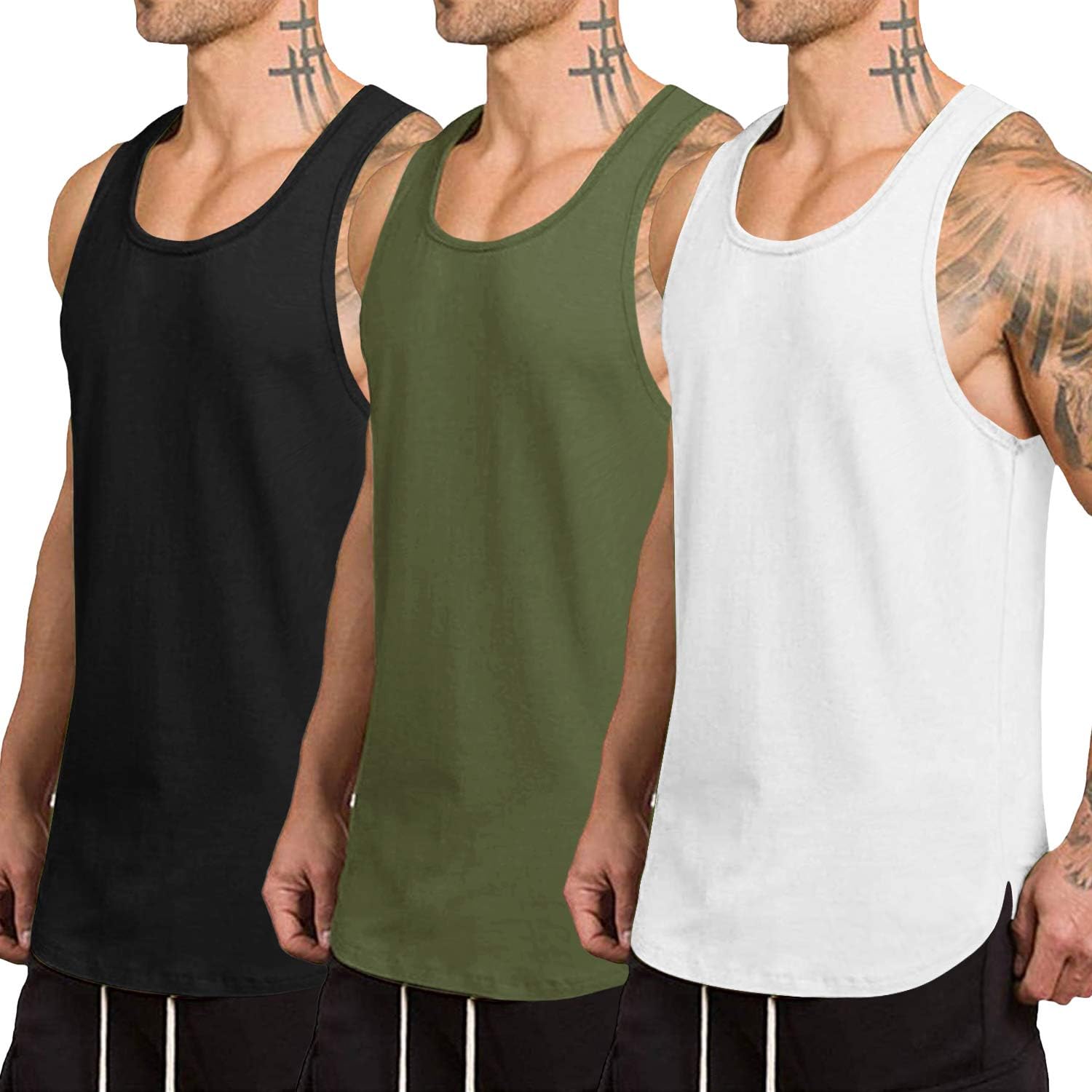 COOFANDY Men's Quick Dry Workout Tank Top 3 Pack for Fitness