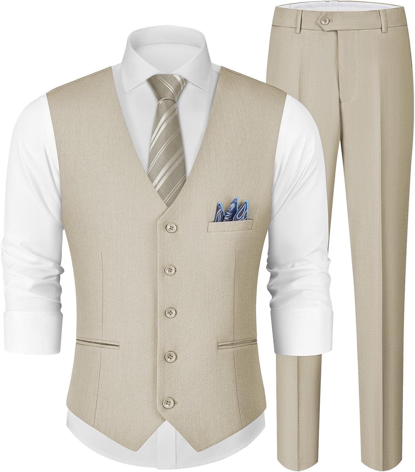 MAGE MALE Men's Linen 2 Piece Suit Slim Fit for Weddings