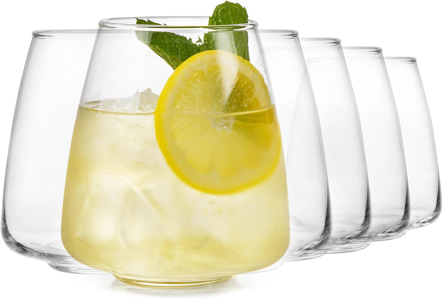 Libbey Stackable Stemless Glasses - Set of 6, All-Purpose & Dishwasher Safe