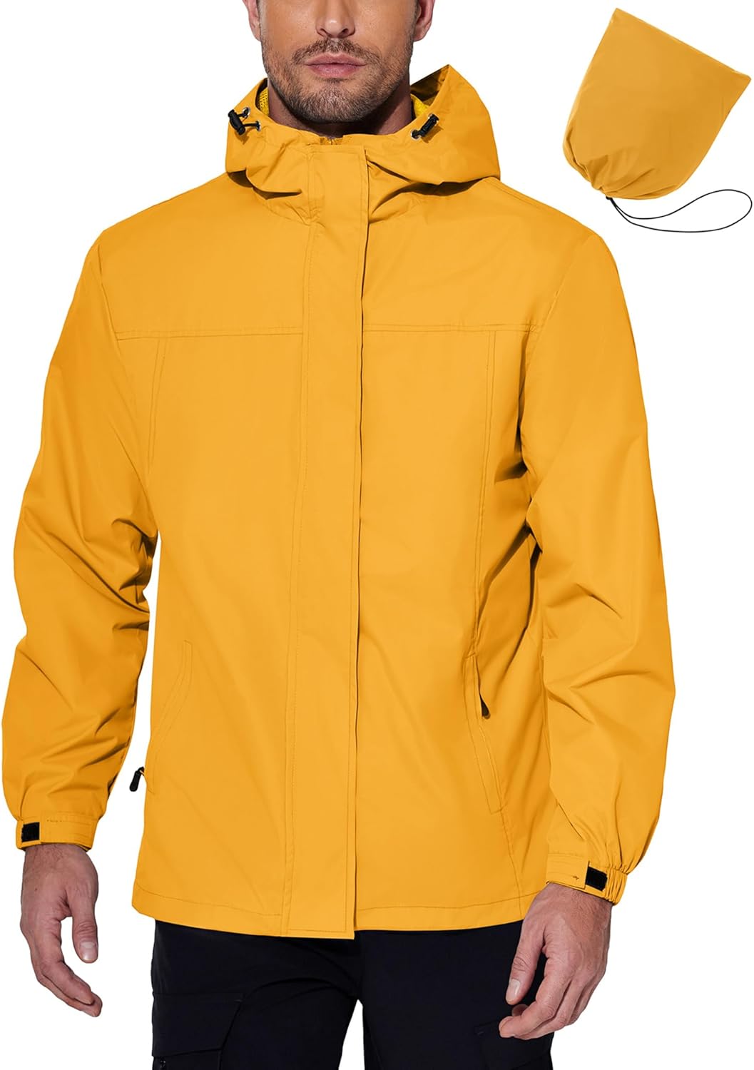 COOFANDY Men's Rain Jacket Waterproof Lightweight Packable Shell