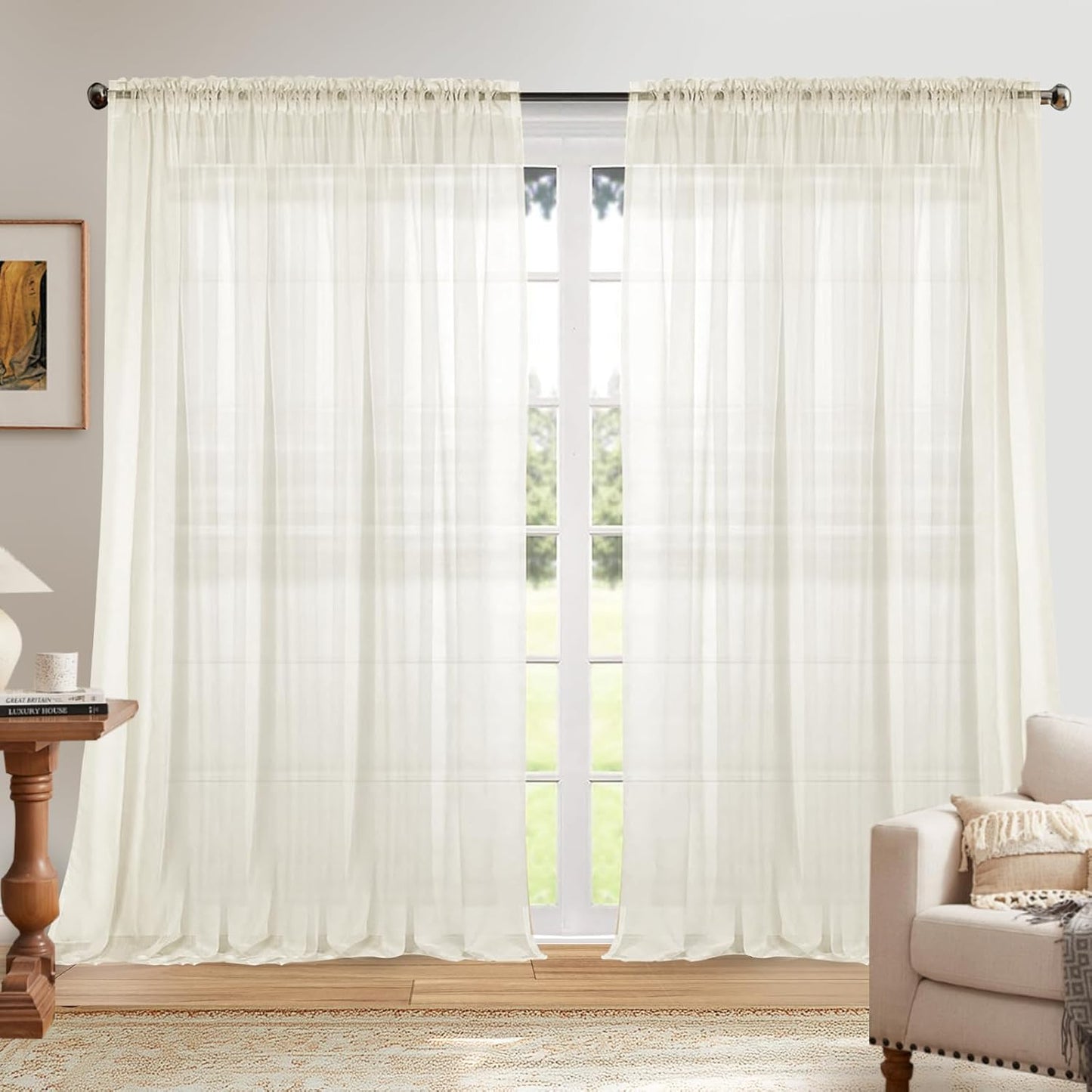 Dreaming Casa Solid Sheer Curtains for Bedroom and Living Room
