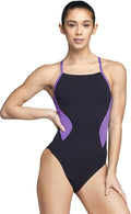Womens One Piece Endurance+ Cross Back Solid Swimwear - Team Colors