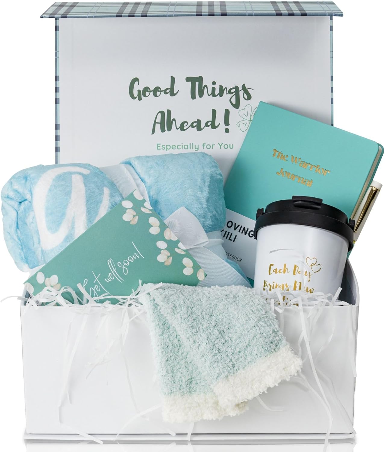 Chemo Care Package for Women with Blanket, Socks, Journal, Tumbler
