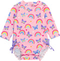 RuffleButts Baby Girls Long Sleeve Rash Guard Swimsuit