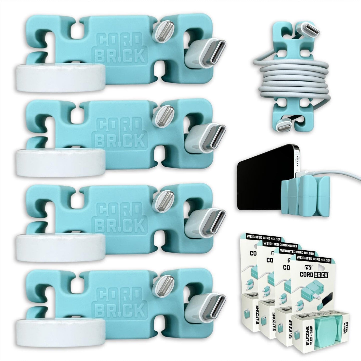 4pk Weighted Cord Holder for Nightstand - Perfect Cable Organizer