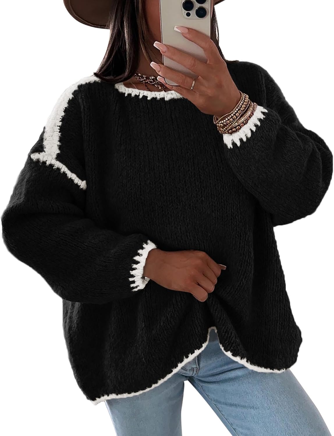 KIRUNDO Womens Oversized Chunky Knit Sweater for Fall 2025