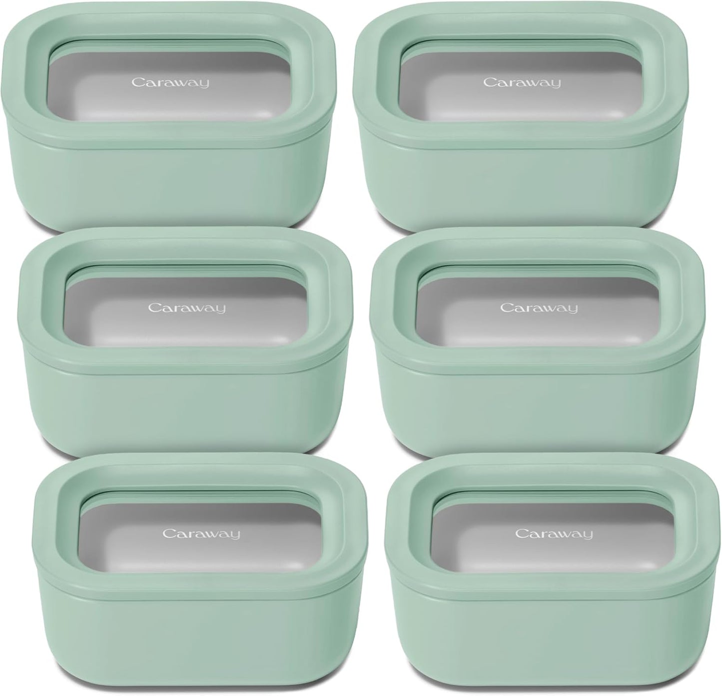 Caraway 6pc Glass Food Storage Set - Non-Toxic & Compact Design