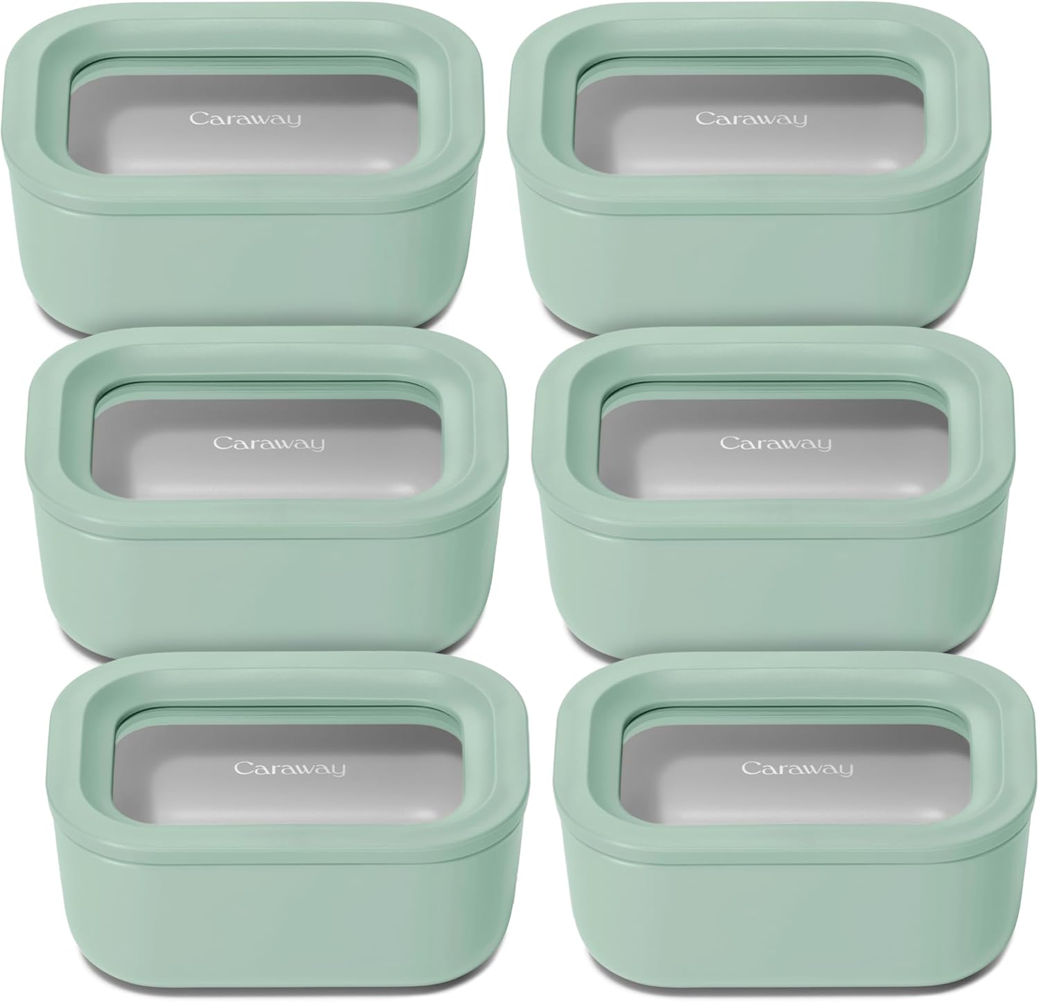 Caraway 6pc Glass Food Storage Set - Non-Toxic & Compact Design