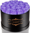 NATROSES 27 Piece Forever Preserved Roses in a Box - Lasting Violet