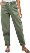 Flamingals Mid Rise Straight Leg Pants Women - Trendy Cropped Barrel