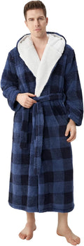 DAVID ARCHY Men's Hooded Robe Soft Coral Fleece Microfiber Bathrobe it