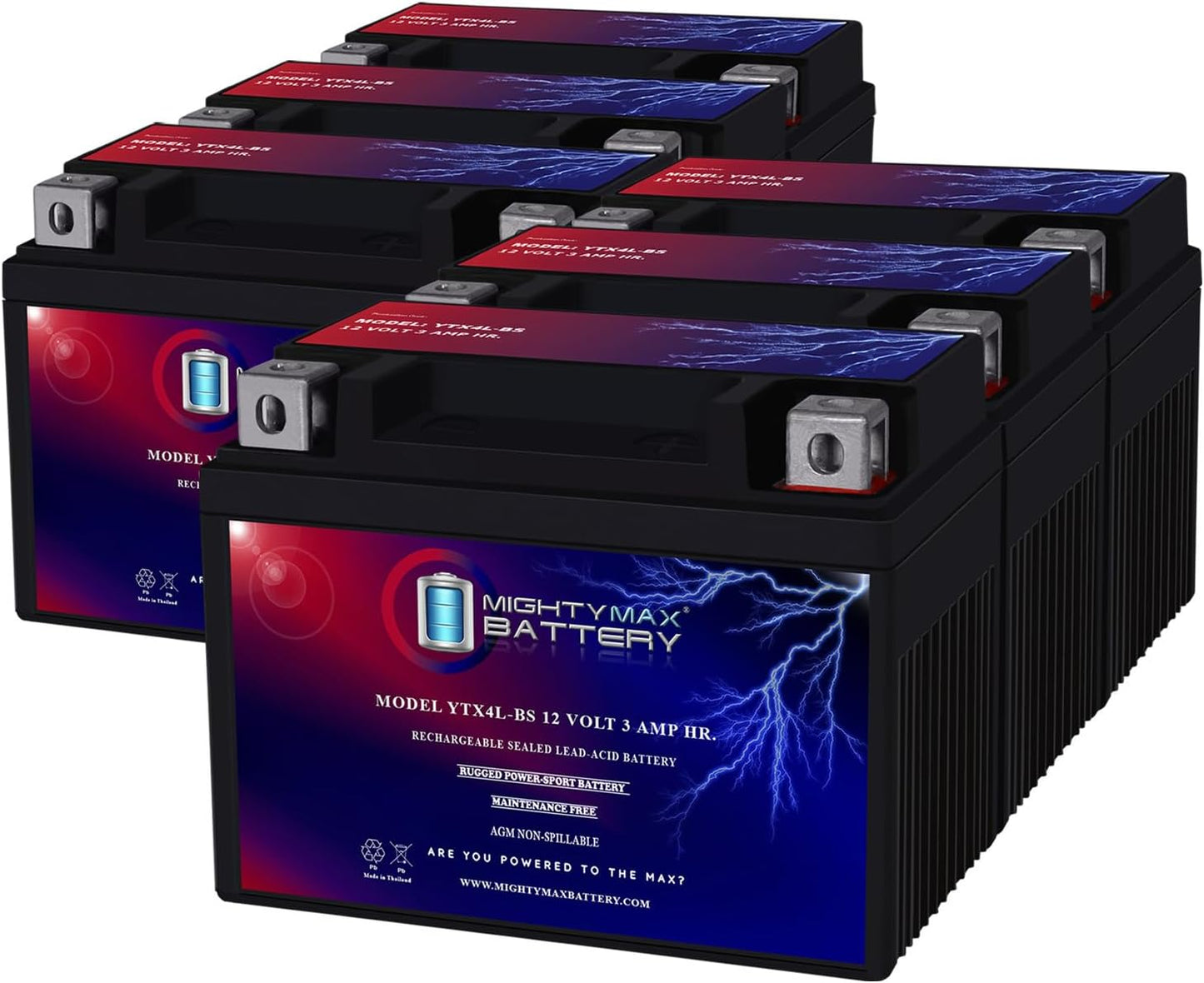 Mighty Max Battery YTX4L-BS 12V 3AH Motorcycle Battery Pack