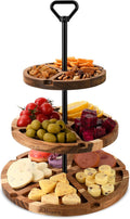 Three Tiered Acacia Cheese Board and Cupcake Stand - Spin Trays