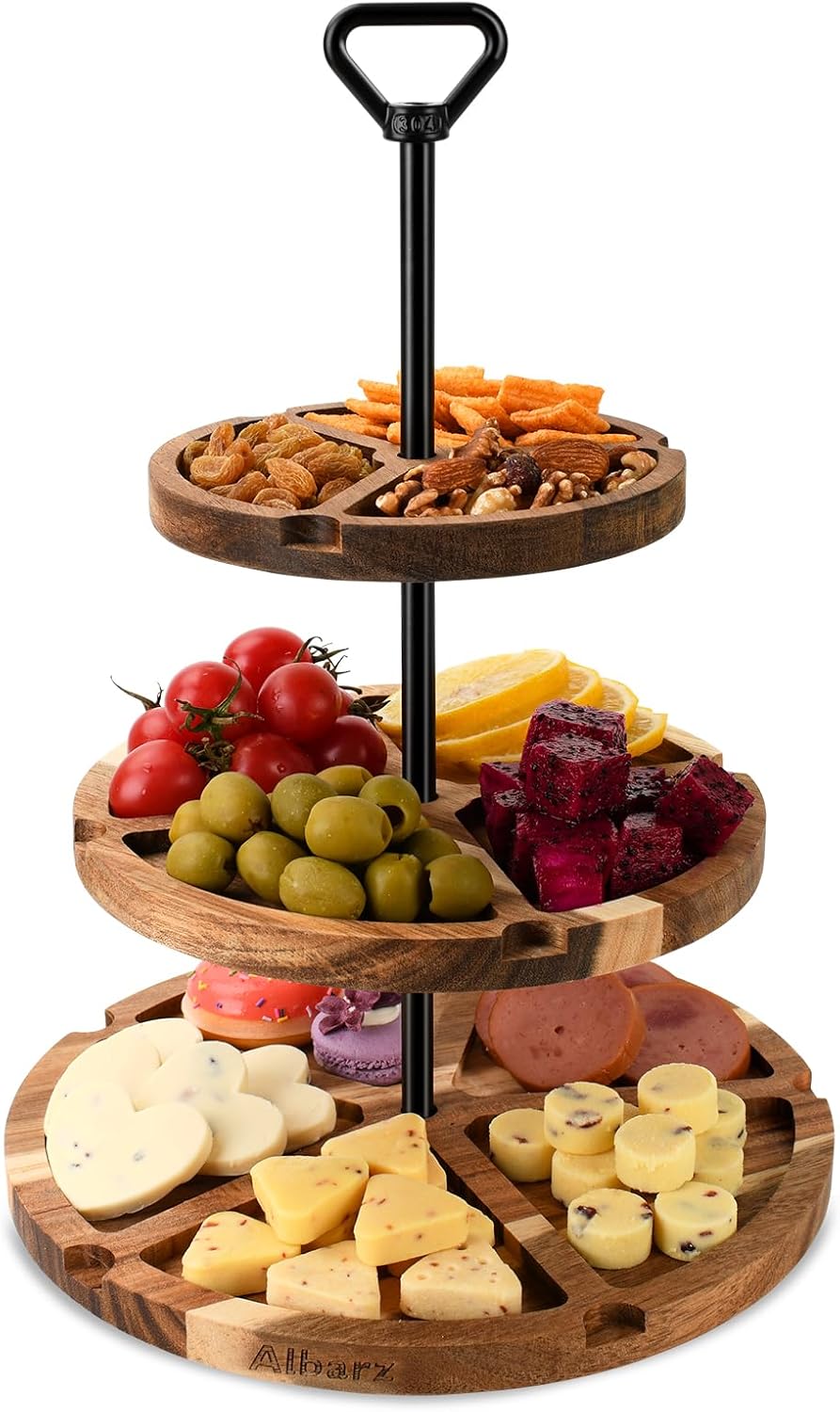 Elegant Three Tiered Acacia Cheese Board for Gatherings