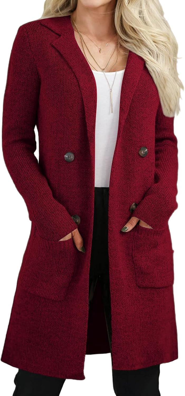 VIMPUNEC Women's Open Front Long Cardigan for Cozy Fall Style