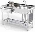 Stainless Steel Utility Sink 47.2 in Free Standing Single Bowl