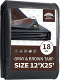 RAINDEWAY 12x25 ft Super Heavy Duty Tarp 18 Mil - Weatherproof Cover