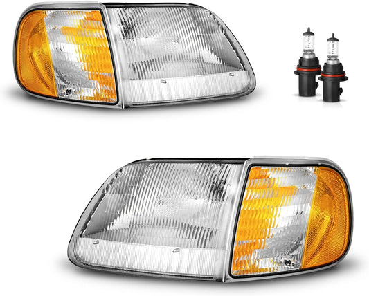 Headlights W/Bulbs for 1997-2003 F150 & 1997-2002 Expedition