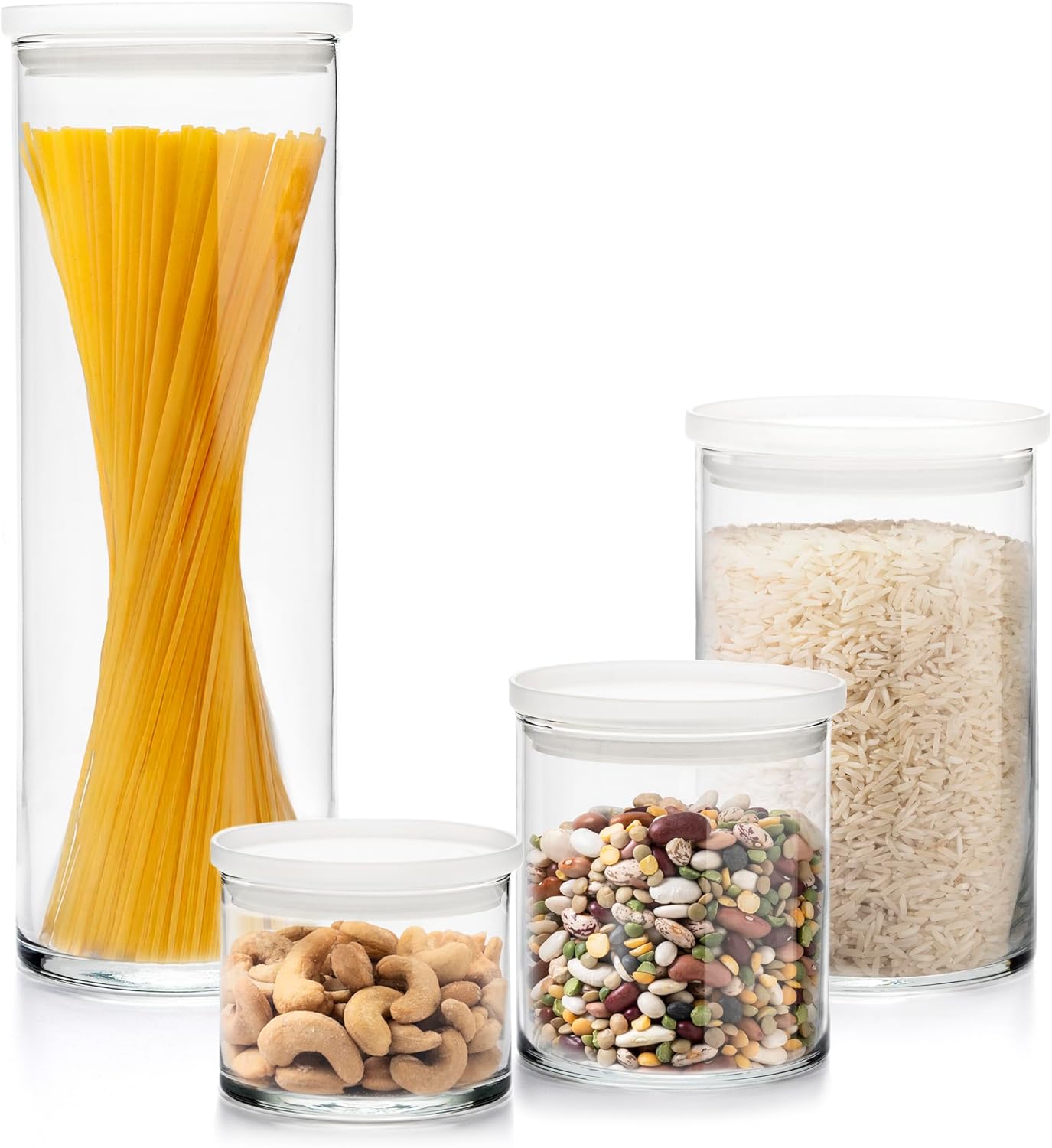 Stacking Cylinder Glass Jars Set of 4 for Home Organization
