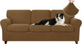 CHUN YI 7 Piece Stretch Sofa Covers for 3 Cushion Couch - Large Coffee