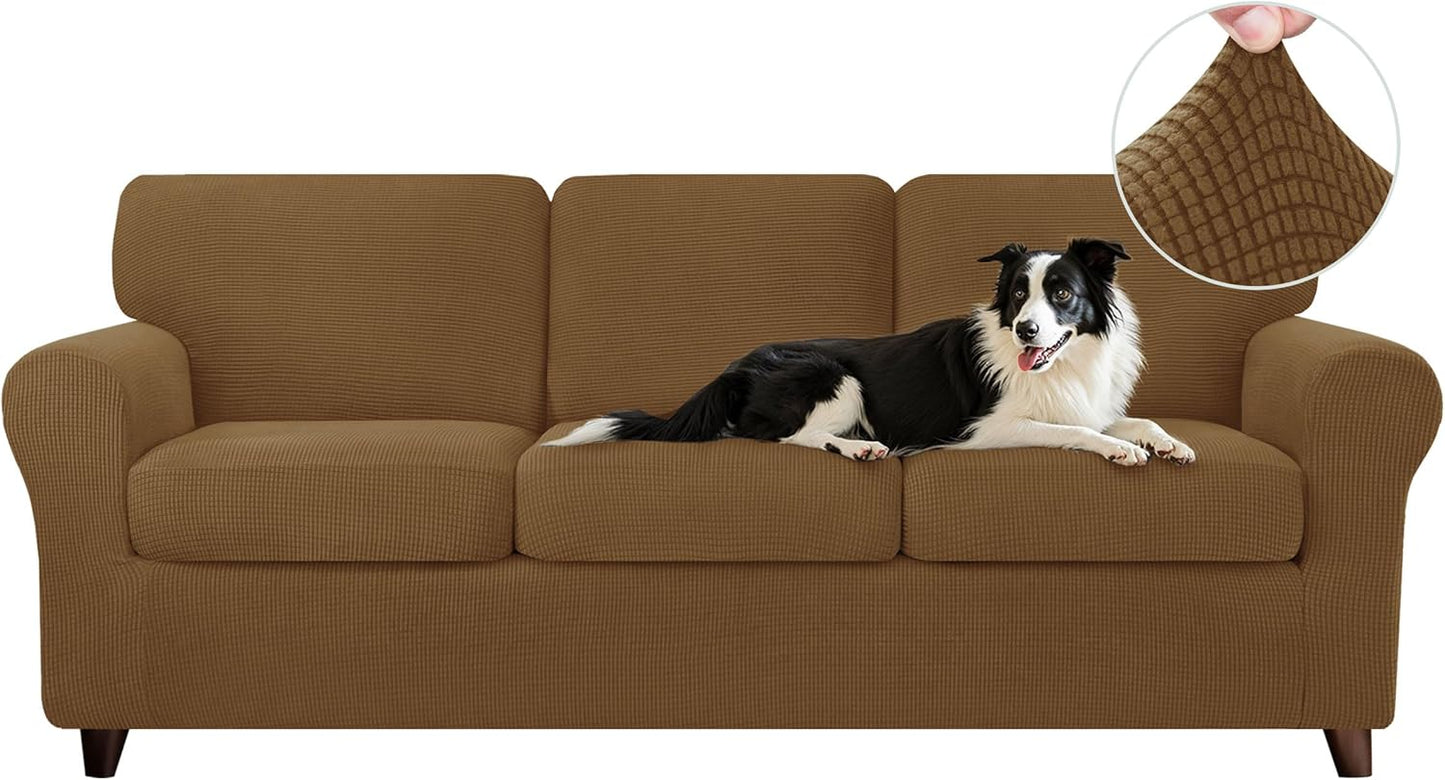 CHUN YI 7 Piece Stretch Sofa Covers for 3 Cushion Couch